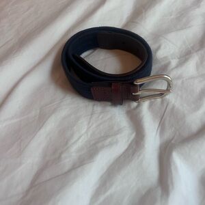 J. Crew Factory Navy Belt with Brown Leather Accents
